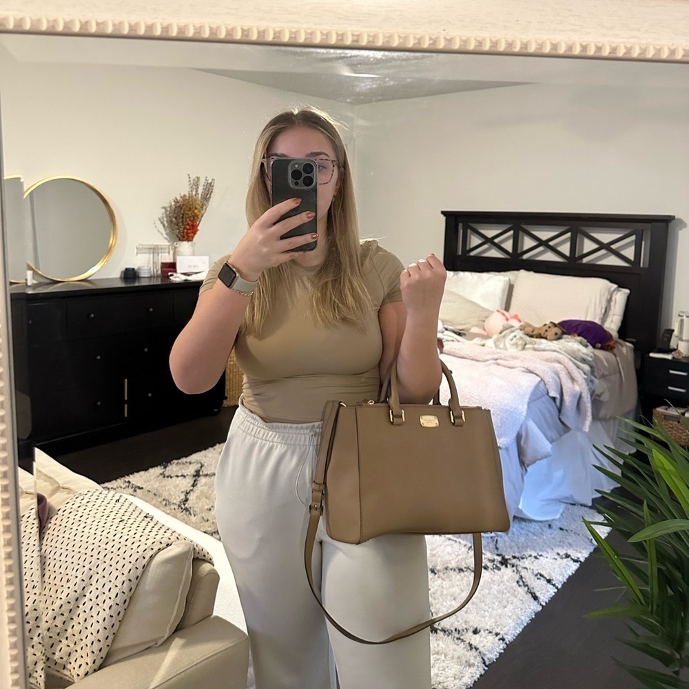 Michael Kors Adjustable Crossbody Leather Satchel Bag